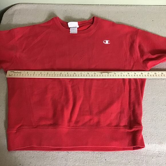 Champion Woman Sweatshirt Sz. Med Red Vintage Cropped Sweatshirt Comfy Y2k EUC - Picture 5 of 9